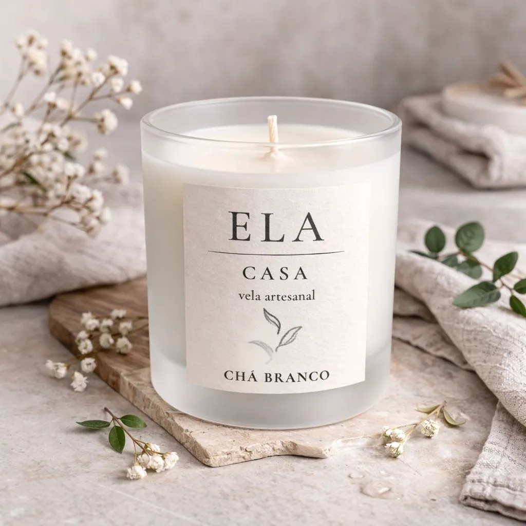 Vela ELA Casa, fragrância Chá Branco